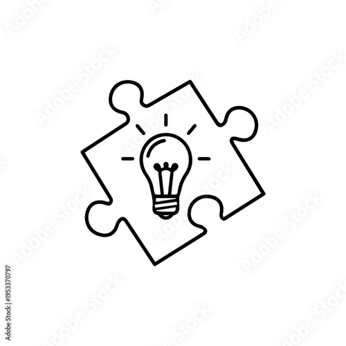 Problem solving puzzle concept thin line icon simple design Vector illustration
