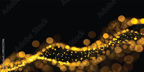 A dark crocodile skin texture glows with golden bokeh circles and defocused holiday lights for a bright Christmas celebration design