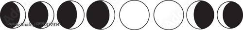 Moon Phases Cycle Vector Illustration