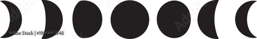 Moon Phases Cycle Vector Illustration