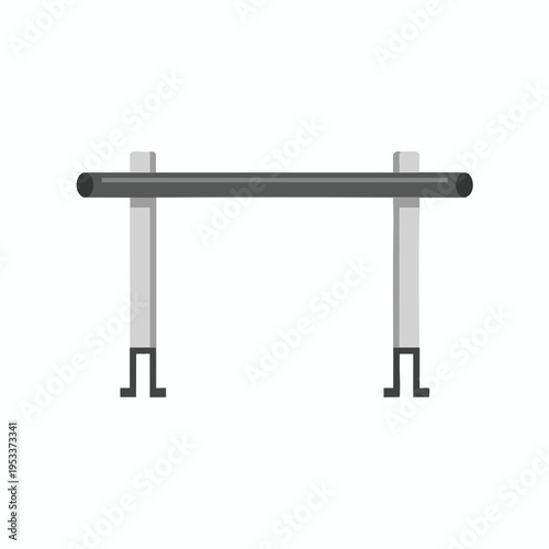 A horizontal bar supported by two light gray uprights with dark bases