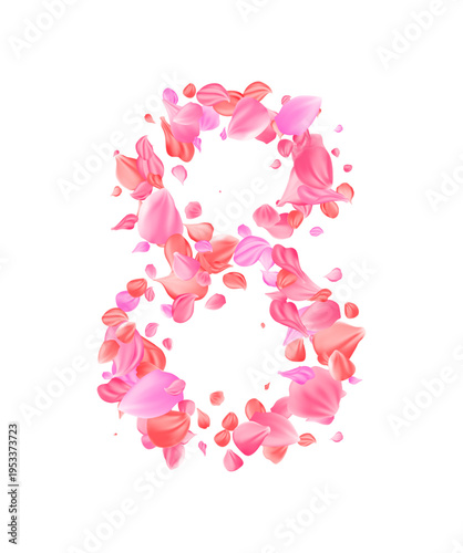 Rose Petal number eight. 8 march holiday card element.