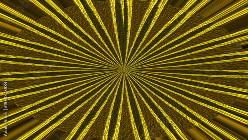 abstract golden radial starburst pattern with symmetrical lines emanating outward creating dynamic sunburst optical depth effect