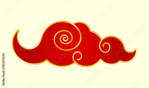 Red Gold traditional Chinese cloud. Luxury gradient element