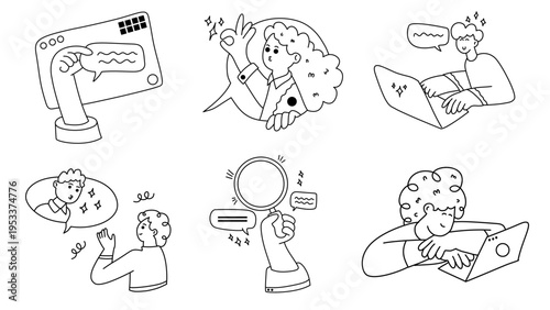 Technical support specialists working on laptop and checking mobile devices for errors