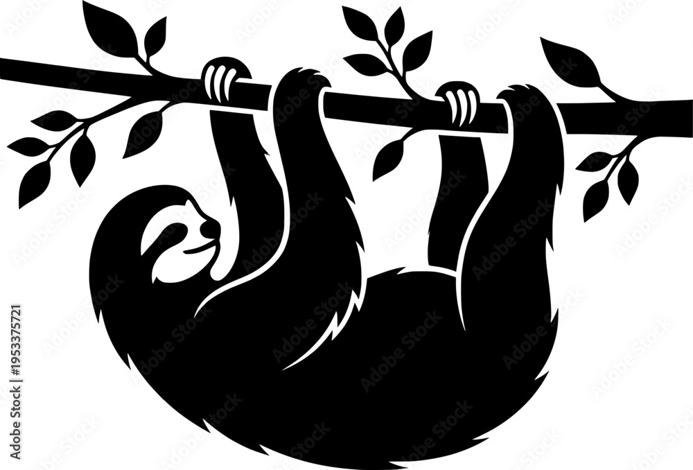 Fototapeta premium Sloth sleeping, mascot logo, tee shirt design, vector illustration. 