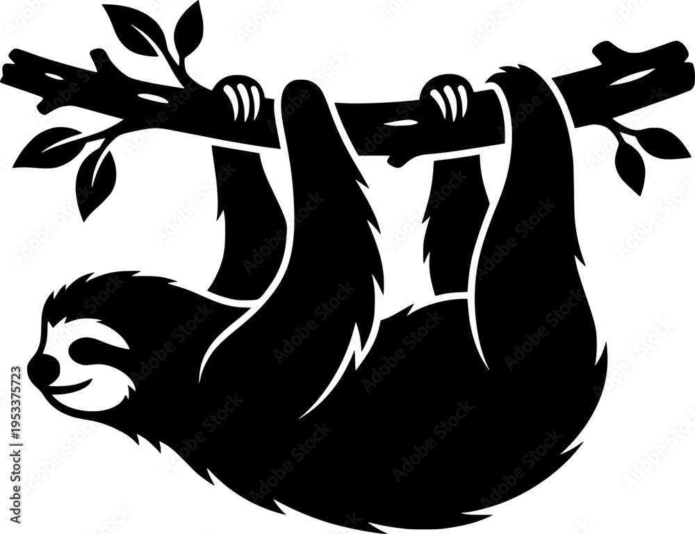 Fototapeta premium Sloth sleeping, mascot logo, tee shirt design, vector illustration. 