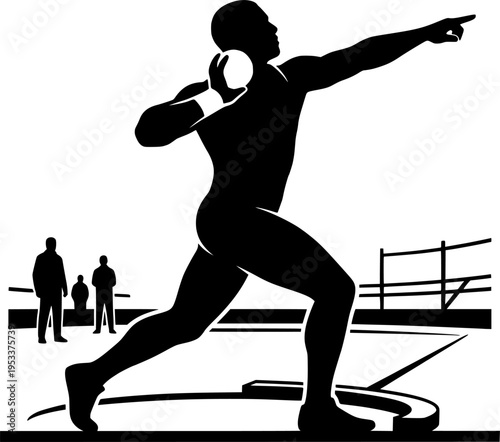 Shot Put Athlete in Silhouette
