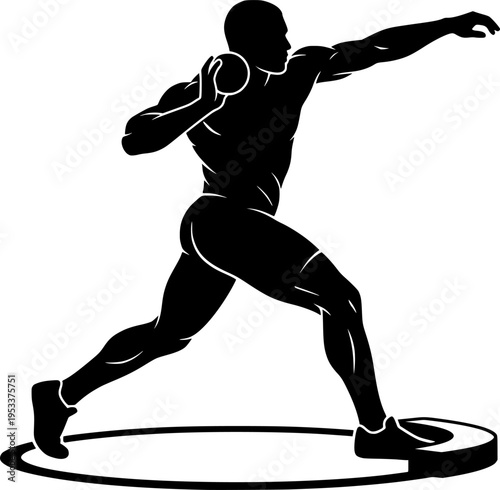 Shot Put Athlete in Silhouette

