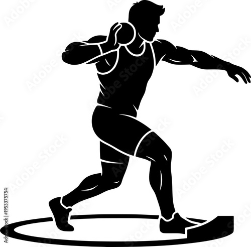 Shot Put Athlete in Silhouette

