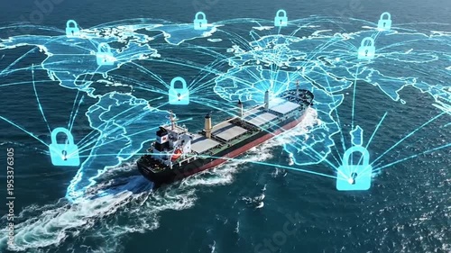 Cargo ship blocked by digital lock restricted maritime zone