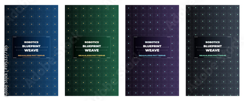 Robotics Blueprint Weave poster design, engineering pattern system, futuristic machine brochure cover, premium technical flyer layout, innovation editorial template, advanced robotics branding