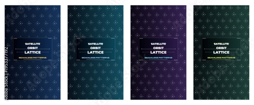Satellite Orbit Lattice poster design, aerospace network pattern pack, futuristic science cover, premium technology flyer template, orbital signal brochure, digital space branding visual