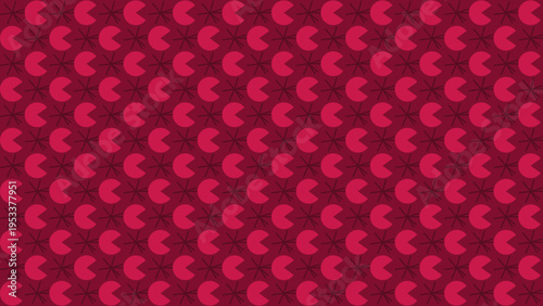 Slika na platnu Seamless Dark Red Pacman Repeat Pattern vector background