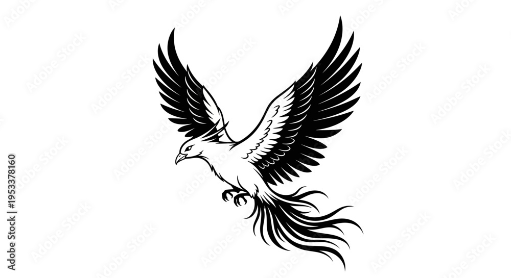 Fototapeta premium Soaring phoenix vector illustration symbol of rebirth and transformation