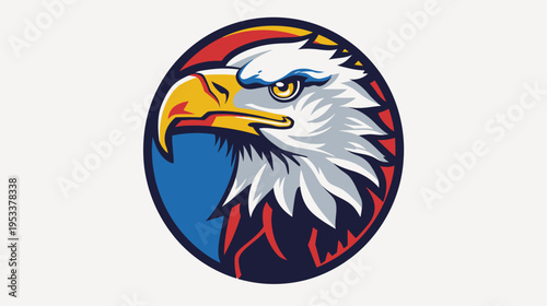 Bold eagle illustration in a circle design for graphic usage