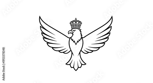 Eagle with crown vector illustration for heraldic design and symbolism