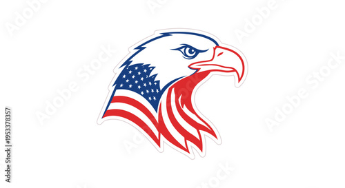 American bald eagle head illustration on white background