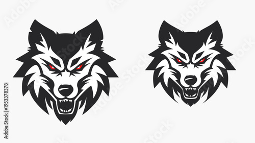 Bold wolf head logos conceptual design for graphic projects and branding
