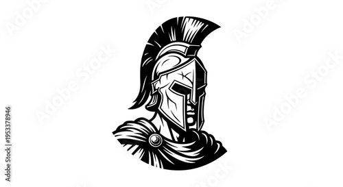 Spartan warrior head in profile isolated on white background vector illustration
