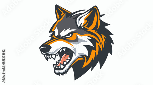 Aggressive wolf head illustration vector graphic for sport mascot or logo design