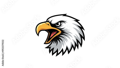 Bold eagle head illustration powerful bird depicted against white background