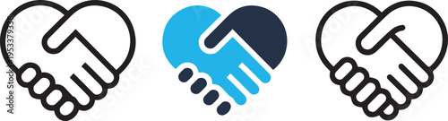Handshake agreement icon. Friendly partnership, corporate trust and collaboration contract thin outline symbol. Minimal line pictogram of two hands shaking. Vector illustration
