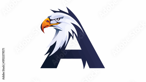 Eagle head mascot over letter a design for logo or emblem element