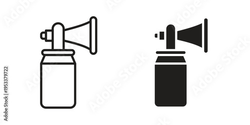 Air horn icon symbols, Solid black and editable stroke icons