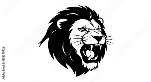 Roaring lion head silhouette vector illustration isolated on white