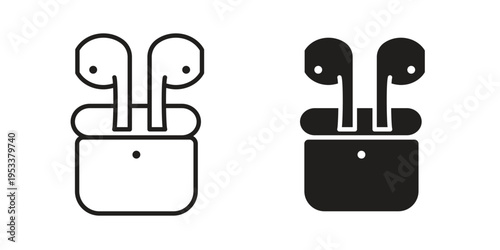 Air pods icon symbols, Solid black and editable stroke icons