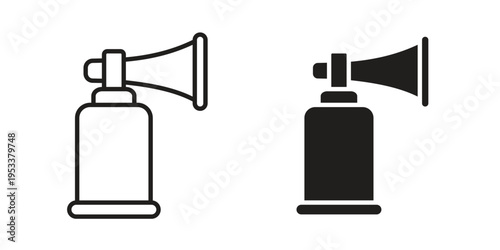 Air horn icon symbols, Solid black and editable stroke icons