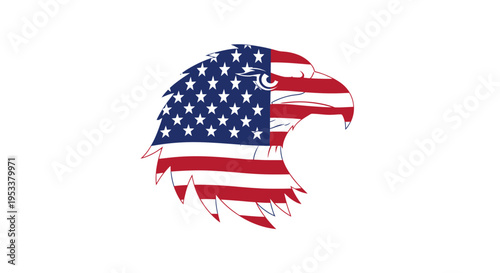 American eagle head silhouette with united states flag design on white background