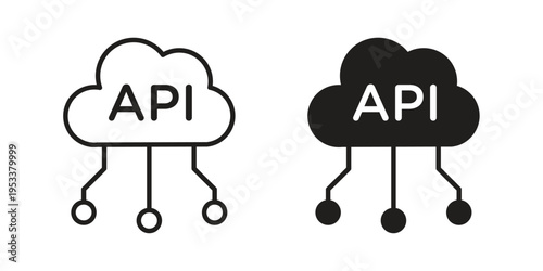 API icon symbols, Solid black and editable stroke icons