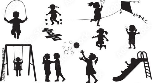 Silhouettes of diverse people in various daily activities and professions