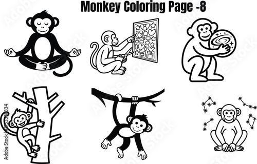 Monkey for coloring book page monkeys coloring page