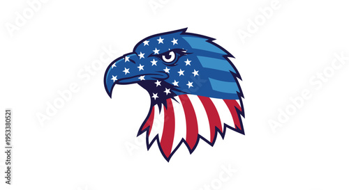 American eagle head emblem with united states flag colors and stars