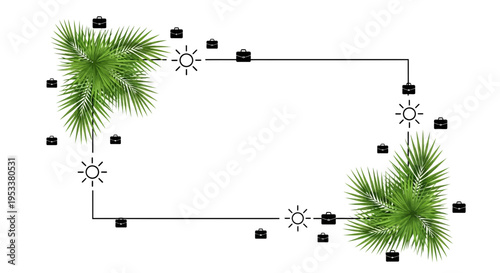 Set of palm tree and snowflake vector illustrations