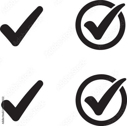 Checkmarks and checked icons in black on white background