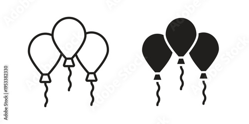 Balloon icon symbols, Solid black and editable stroke icons