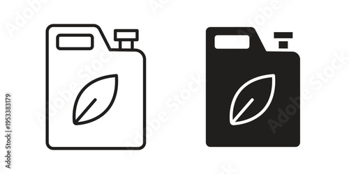 Biofuel canister icon symbols, Solid black and editable stroke icons