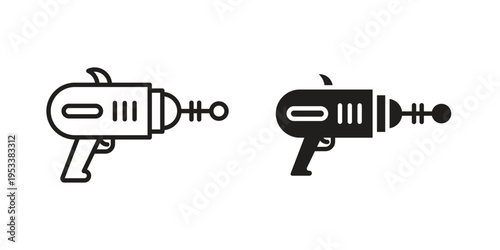 Blaster icon symbols, Solid black and editable stroke icons