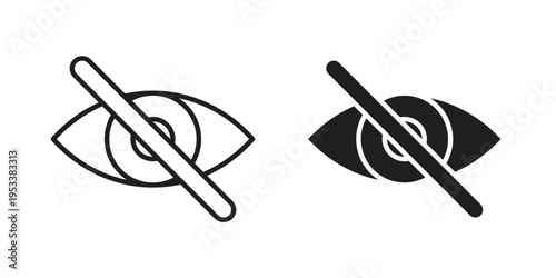 Blindness icon symbols, Solid black and editable stroke icons
