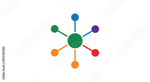 Colorful Circle Connection Network Diagram.