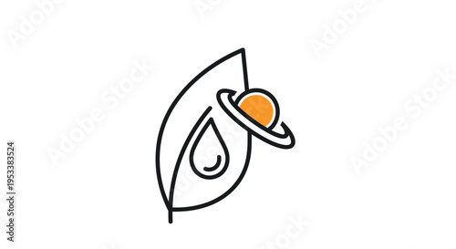 Leaf with planet and ring system.