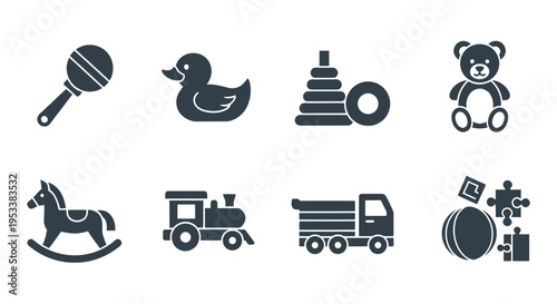 Baby toys and objects collection.