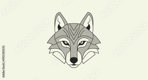 Gray wolf head illustration closeup face.