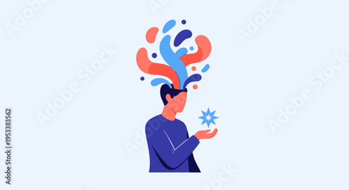 Man with creative idea in hand.