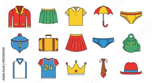 Collection of various colorful clothing items.