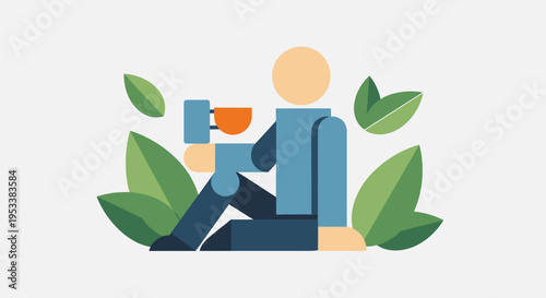 Man sitting with a cup.